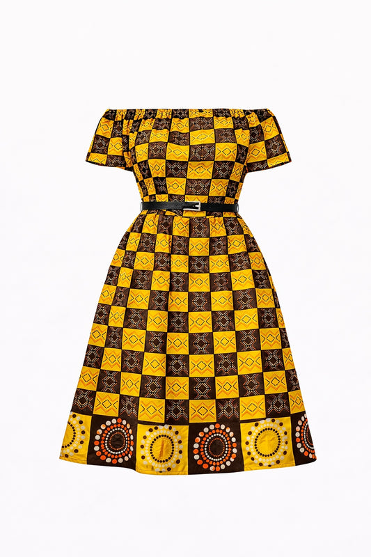 Nayeli Sol – Vestido Afro Off-Shoulder