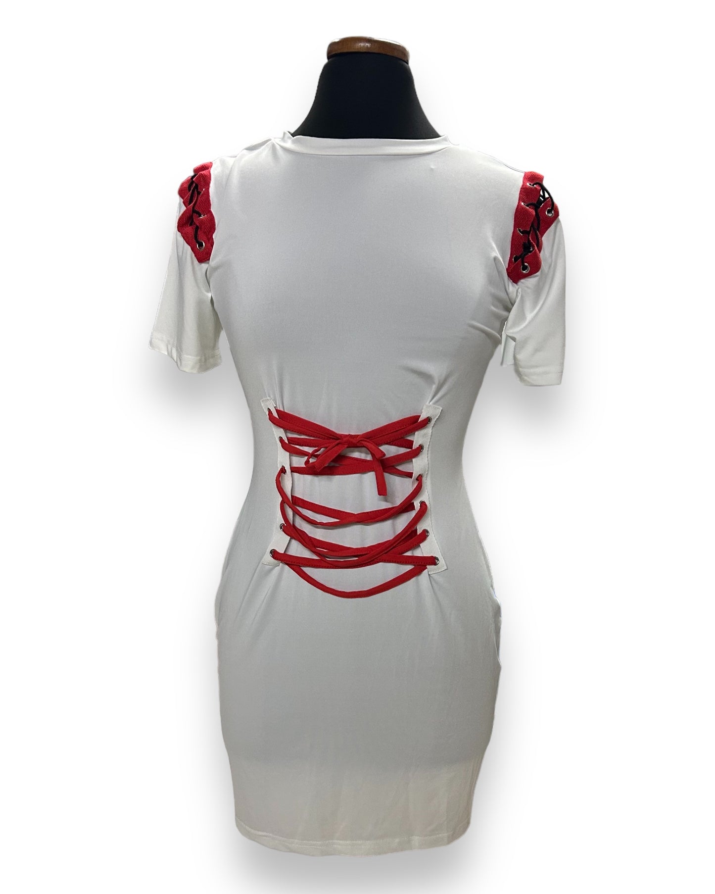 Lace Up Bodycon Dress Short Sleeve
