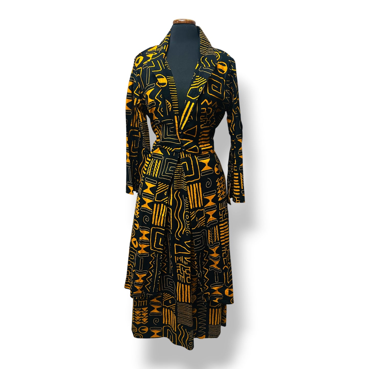 Amara – Set Bogolan Cape Top y Falda Maxi