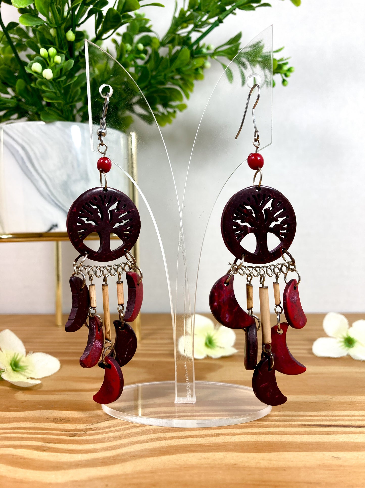 Pendientes de árbol rojo Khloe