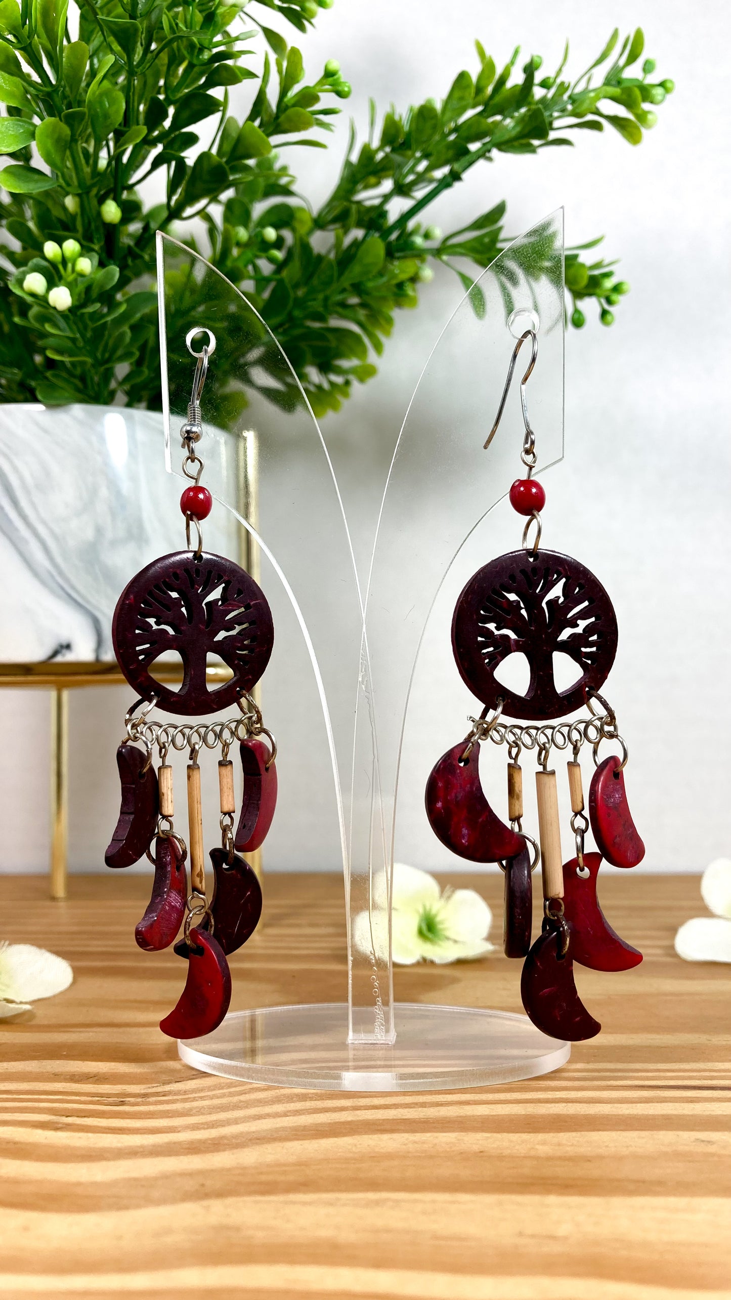 Pendientes de árbol rojo Khloe