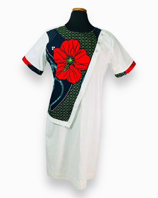 Victoria ā Vestido Lino con Flor Africana