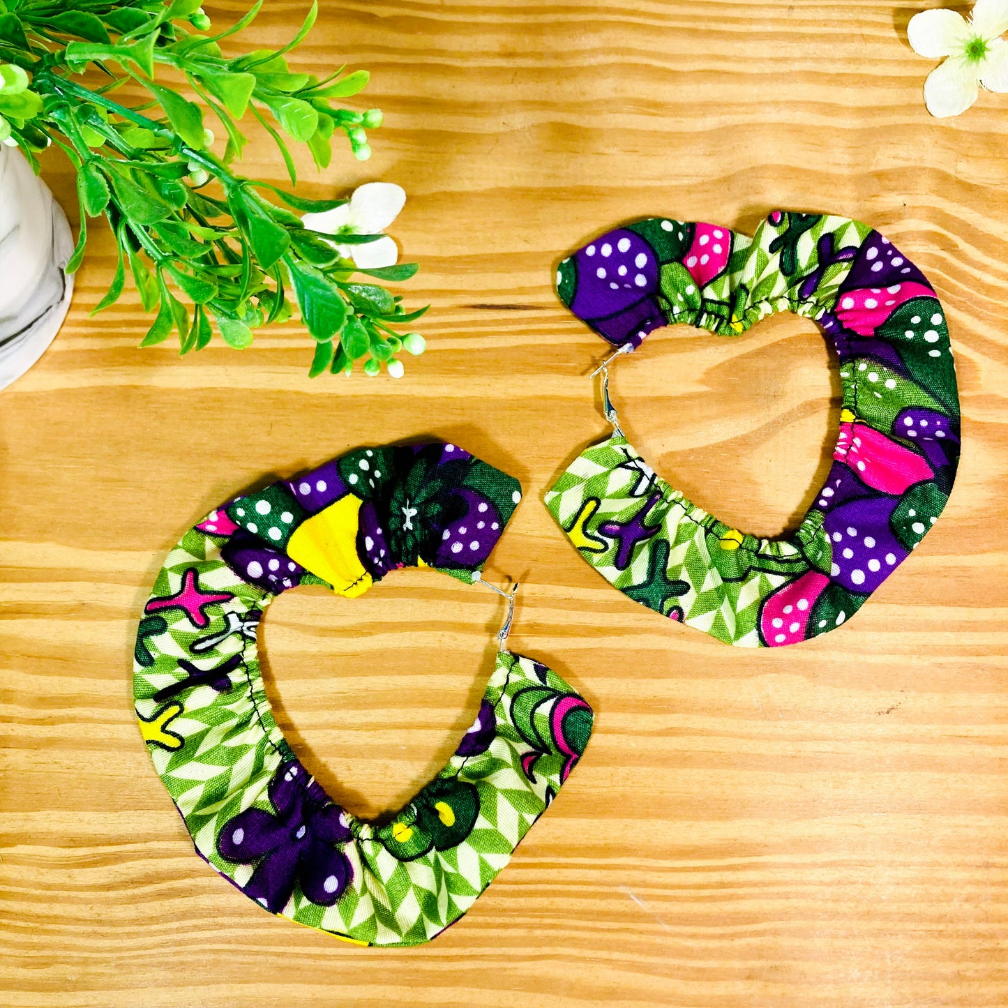 Zoey Heart Ankara Hoops