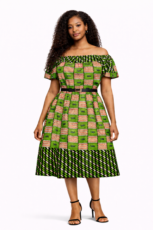 Ayana – Vestido Afro Off-Shoulder