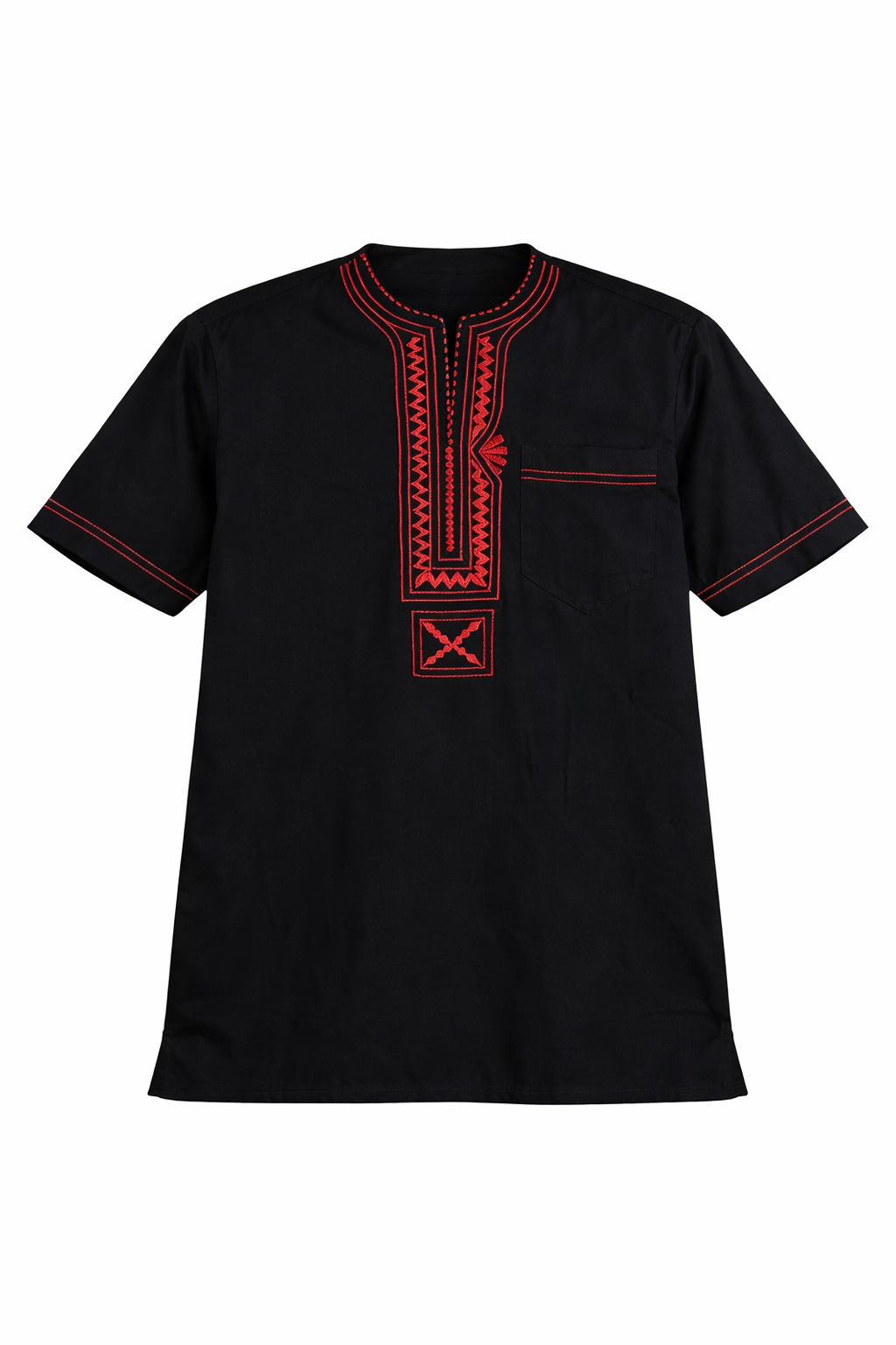 Zuberi – Camisa Afro Negro con Rojo