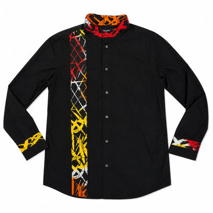Zuberi – Camisa Afro Negro con Rojo