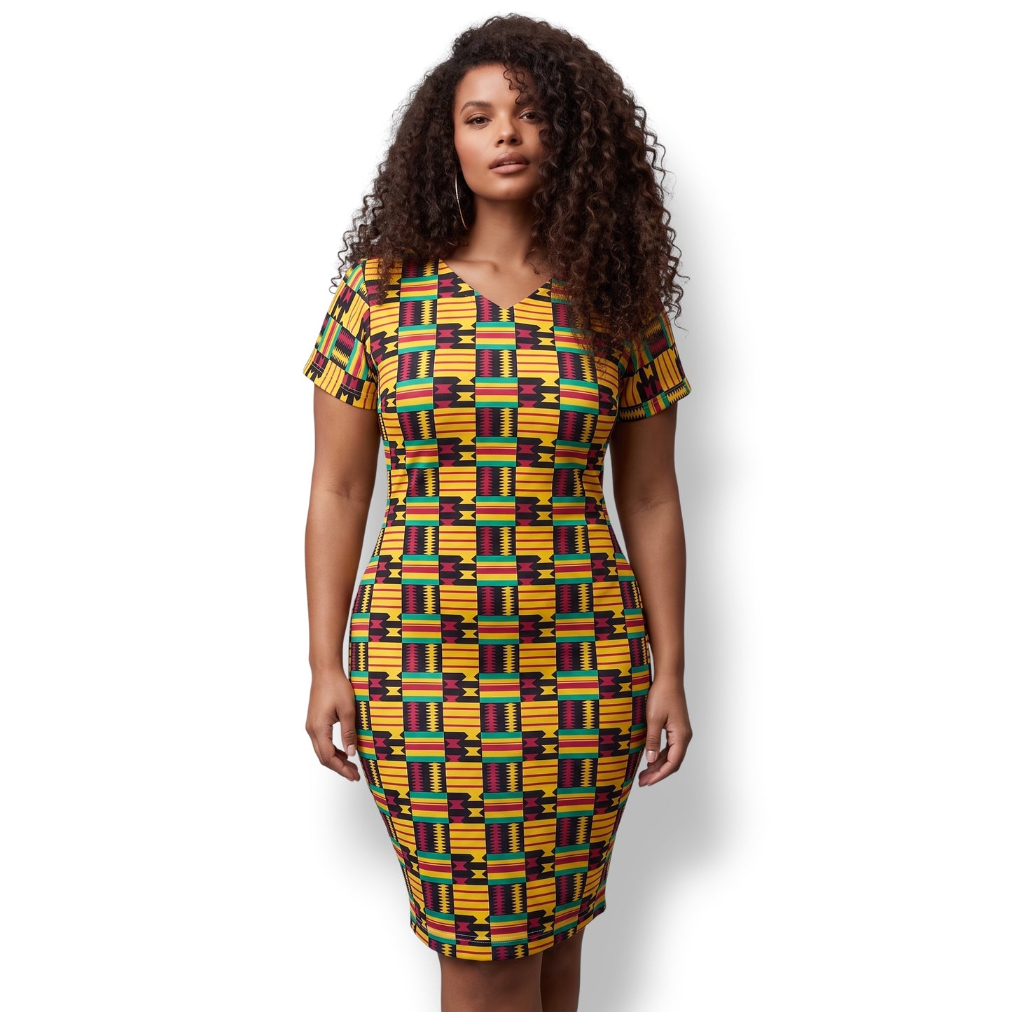 Florencia – Vestido Bodycon Kente Amarillo