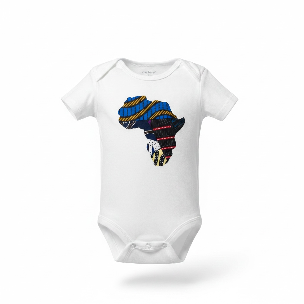 Onesie de Bebé - Mapa de África en Patchwork Artesanal (Edición Única)