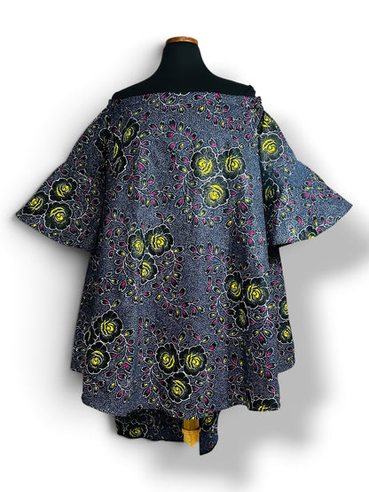 Caroline – Vestido Ankara Off-Shoulder
