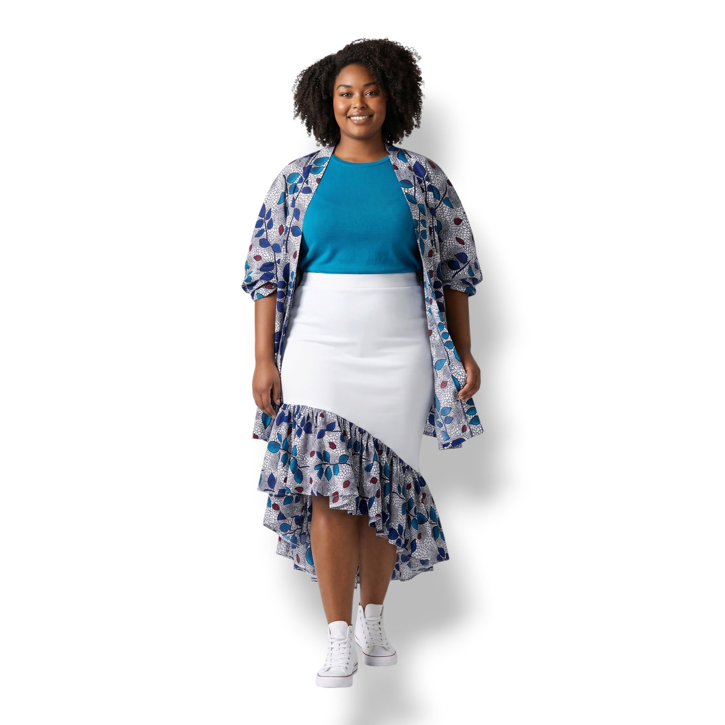 Zuri Azul – Set Kimono y Falda Ankara