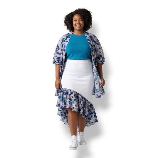 Zuri Azul – Set Kimono y Falda Ankara