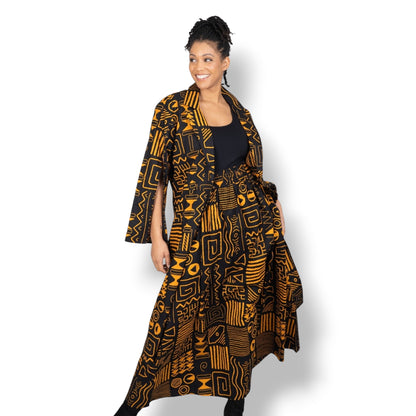 Amara – Set Bogolan Cape Top y Falda Maxi
