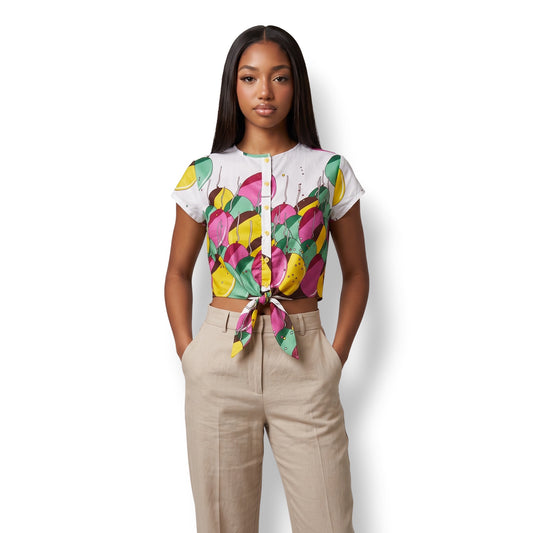 Fiesta – Blusa Ankara de Globos con Nudo