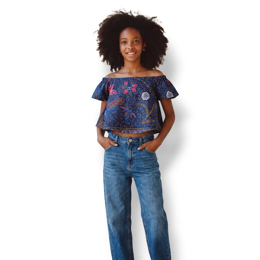 Ann – Blusa Afro Niña Ankara Azul