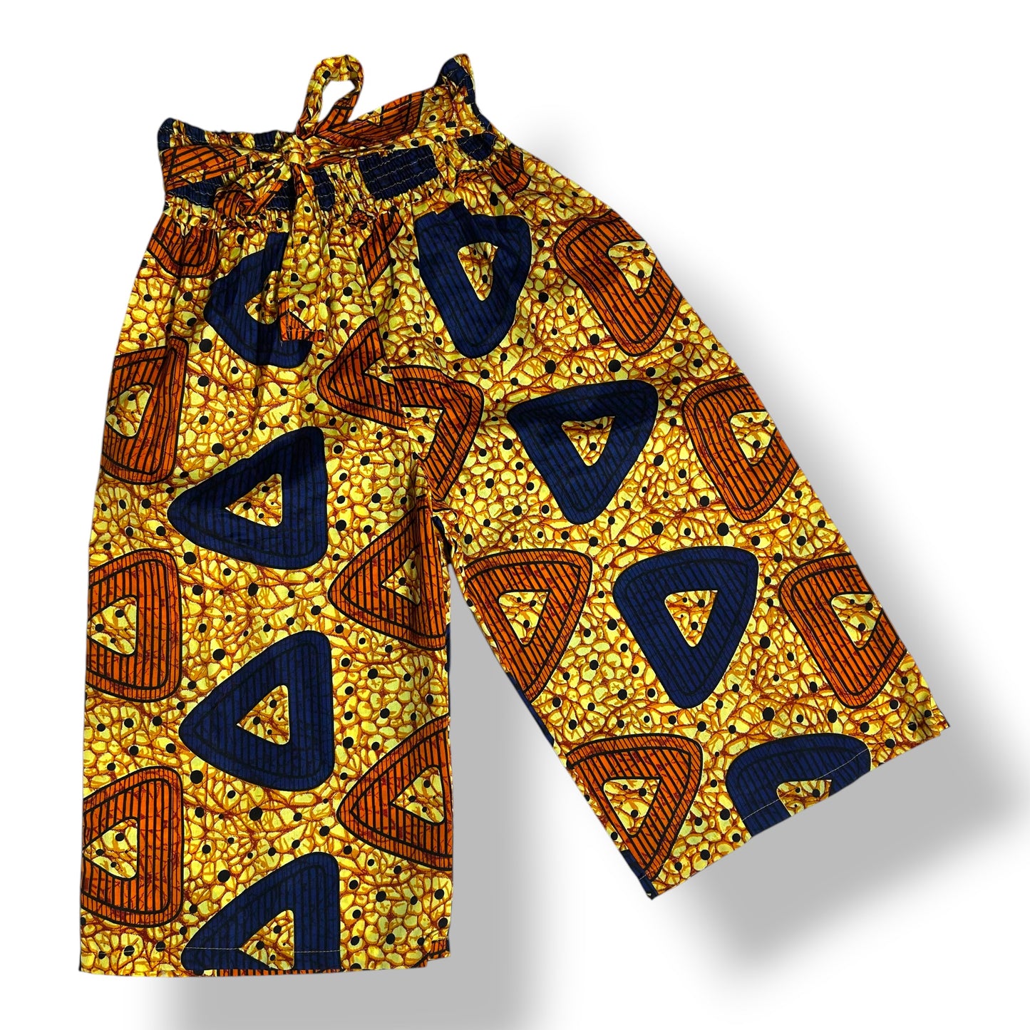 Lena – Culotte Ankara Amarillo con Triángulos Azul Marino