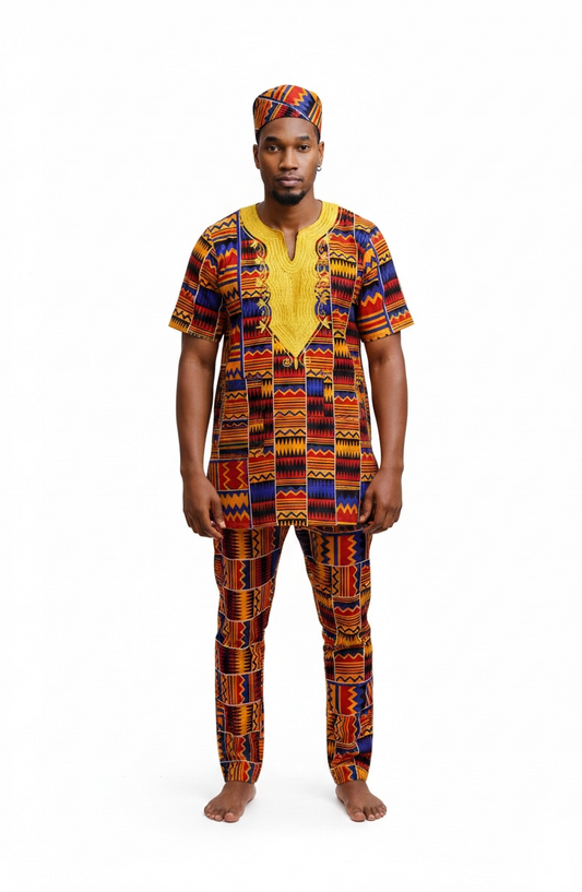 Tariq - Set de Pantalón y Camisa Kente Bordado