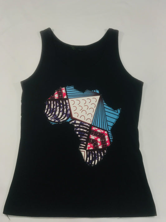 Map Tshirt Africa - Talla L/negro Handmade