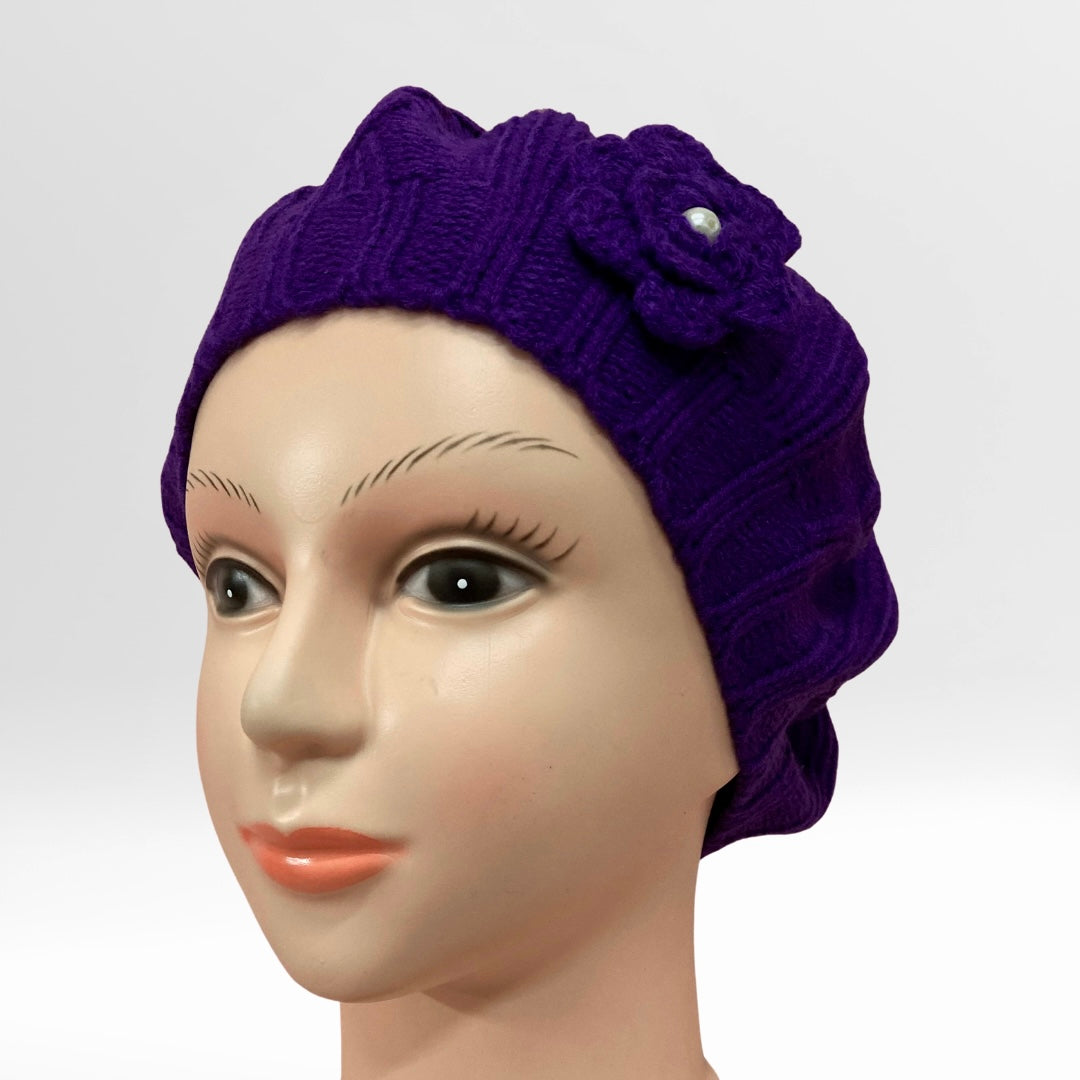 Crochet Purple Turban Cap