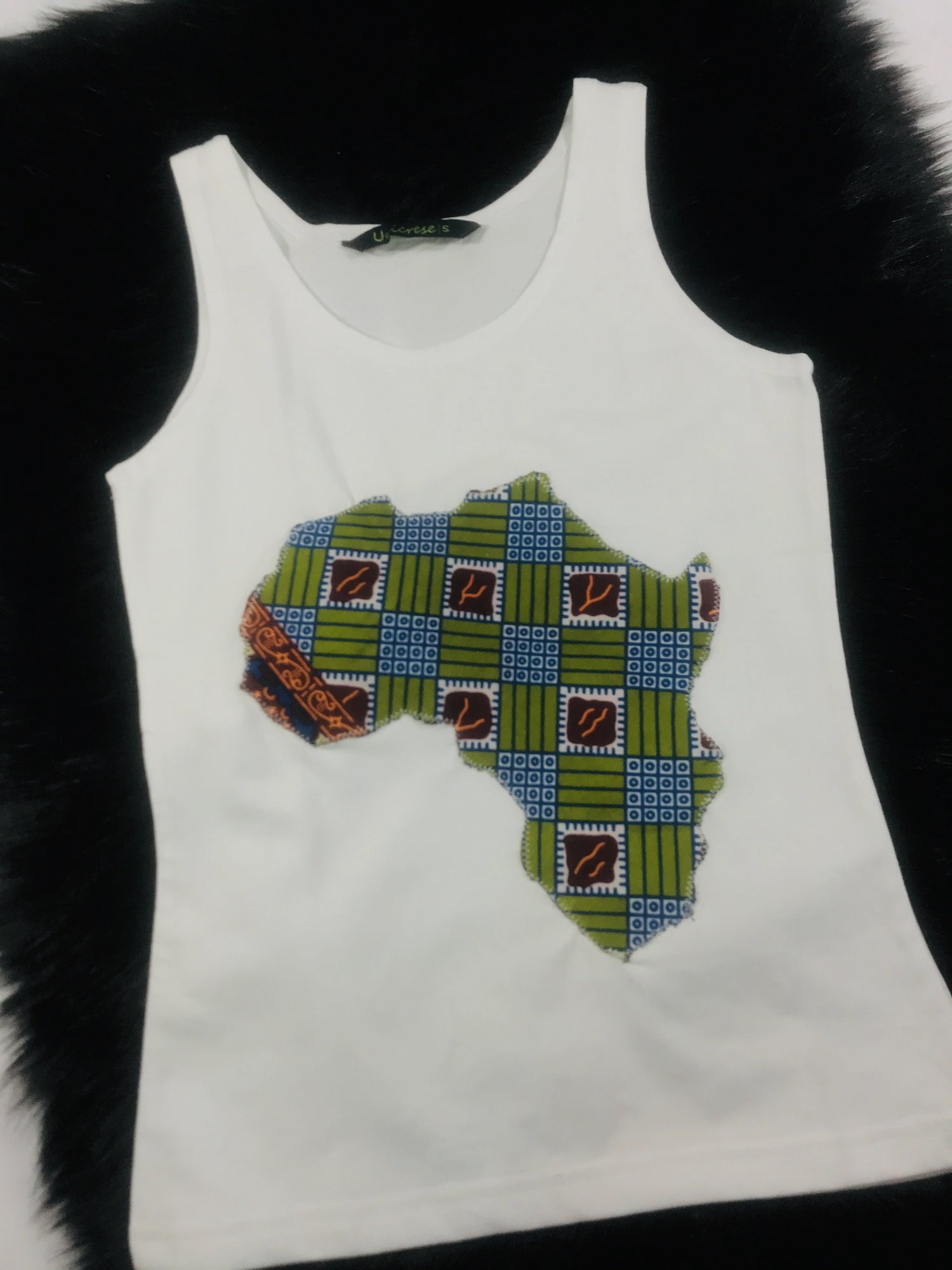 Map Tshirt Africa - Talla S/blanco Handmade